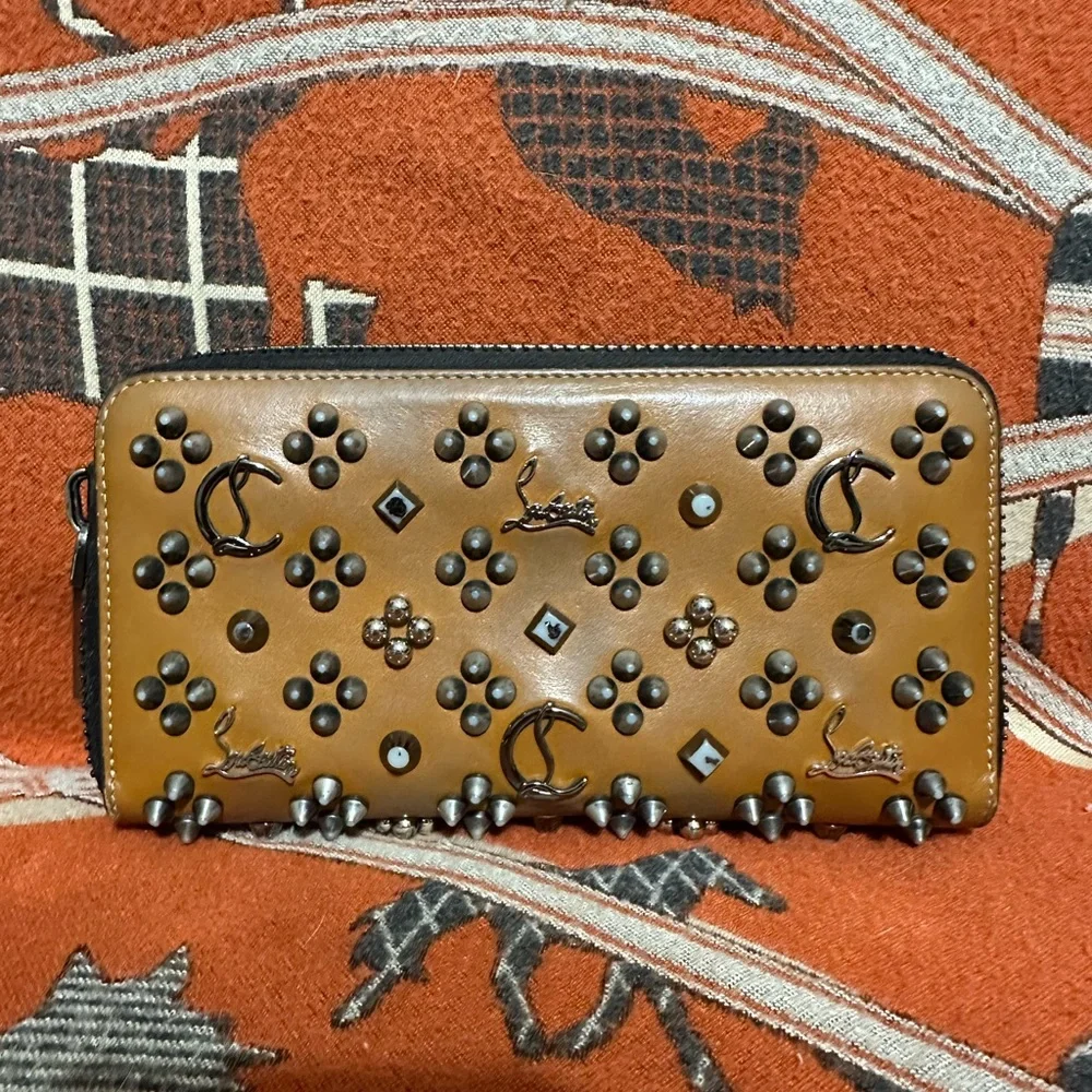 Christian Louboutin Brown Studded Wallet - Picture 1 of 7